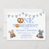 One toberfest Pretzel lederhosen 1st誕生日 招待状 (正面)