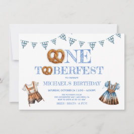 One toberfest Pretzel lederhosen 1st誕生日 招待状