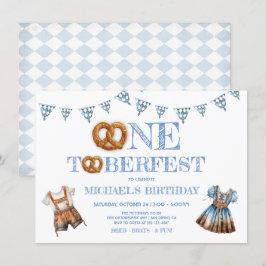 One toberfest Pretzel lederhosen 1st誕生日 招待状