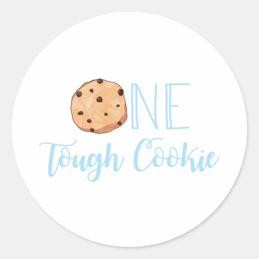 One Tough Cookie Milk and Cookies blue誕生日 ラウンドシール (正面)