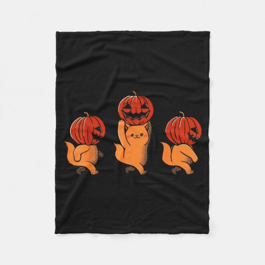 One Two Three Cute Kittens Pumpkin Halloween Soky  フリースブランケット (正面)