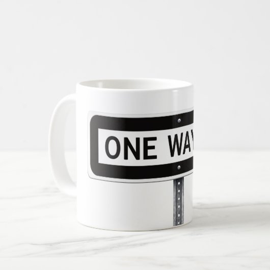 One way black and white street sign コーヒーマグカップ (正面左)
