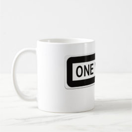 One way black and white street sign コーヒーマグカップ