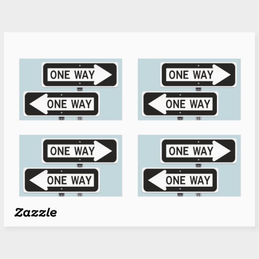 One way sign 長方形シール (シート)