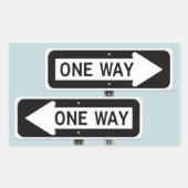 One way sign 長方形シール (正面)