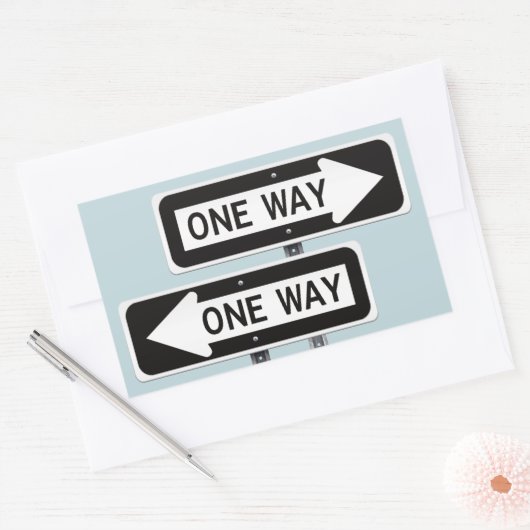 One way sign 長方形シール (封筒)