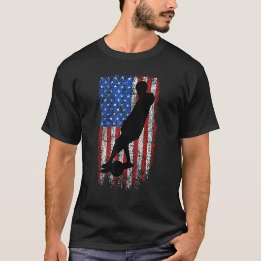 One Wheel USフラッグOne Wheel Skateboard Float Ameri Tシャツ (正面)