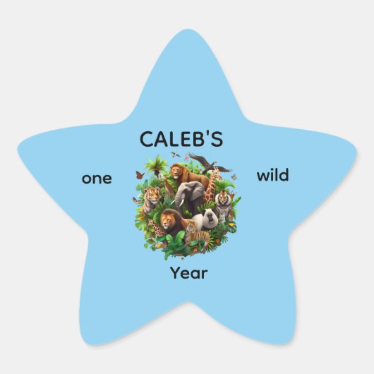 One Wild Year Boy's 1th birthday Sticker 星シール (正面)