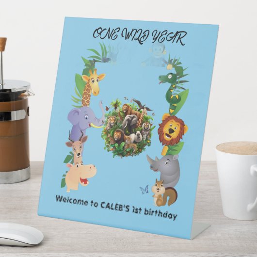 One Wild Year Boy's 1th birthday Welcome Sign 台座サイン (インサイチュ)