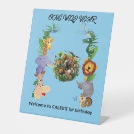 One Wild Year Boy's 1th birthday Welcome Sign 台座サイン