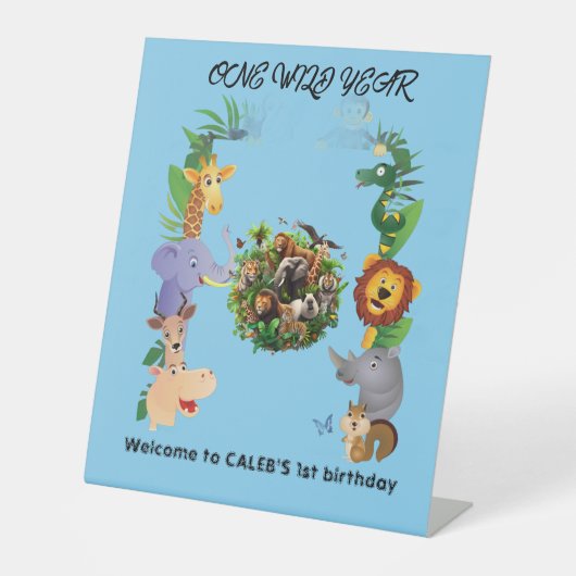 One Wild Year Boy's 1th birthday Welcome Sign 台座サイン (正面)