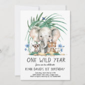 One Wild Year Safari 1st Birthday 招待状 (正面)