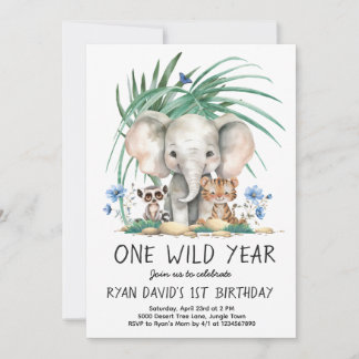 One Wild Year Safari 1st Birthday 招待状