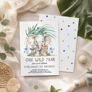 One Wild Year Safari 1st Birthday 招待状