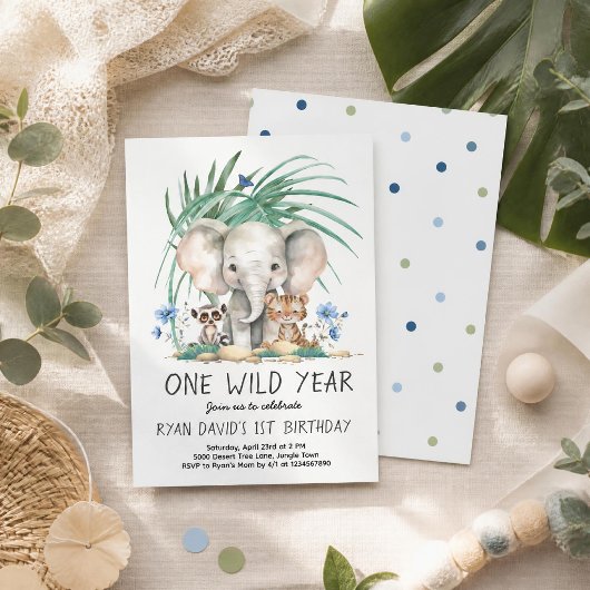 One Wild Year Safari 1st Birthday 招待状