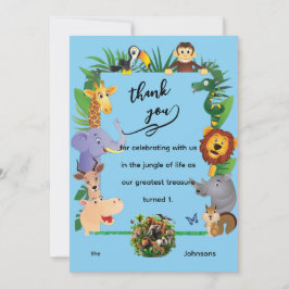 One Wild YearBoyの最初のbirydayサンキューカード サンキューカード