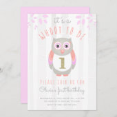 One Woodland Owl 1st誕生日を過ごすにはWhootだ 招待状 (正面/裏面)