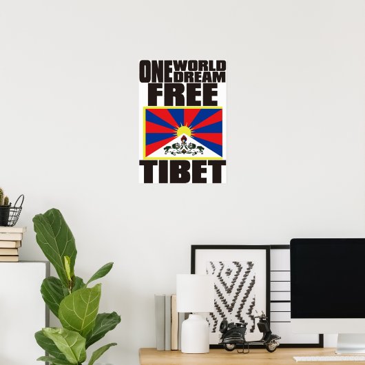 ONE WORLD ONE DREAM FREE TIBET ポスター (ホームオフィス)