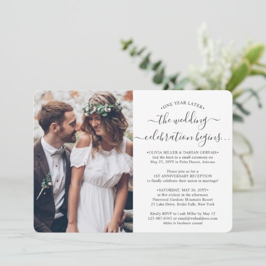 One Year Anniversary Reception 2 Photo Wedding 招待状 (スタンド正面)