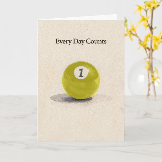 One Year Anniversary Sobriety Pool Ball  カード (黄色い花)