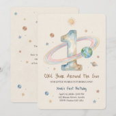 One Year Around The Sun 1st Birthday Invitation 招待状 (正面/裏面)