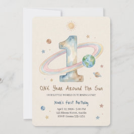 One Year Around The Sun 1st Birthday Invitation 招待状