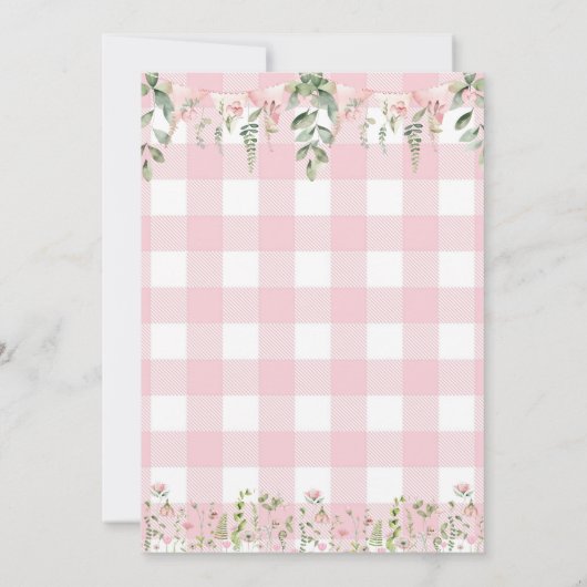 One year fluttered Butterfly First Birthday Floral 招待状 (裏面)