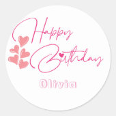 one year old birthday pink design  ラウンドシール (正面)