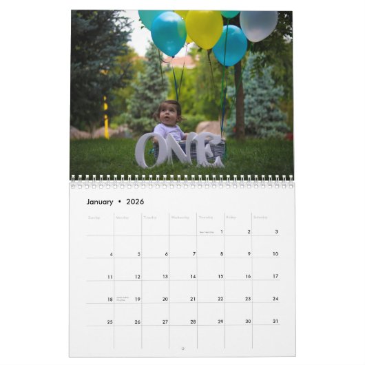 ONE YEAR OLD "YOUR BABY NAME" 12-Month  カレンダー (1月 2026)
