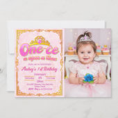 Onece Upon a Time - 少女の1歳の誕生日と写真 招待状 (正面)