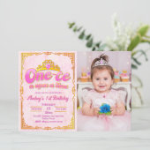 Onece Upon a Time - 少女の1歳の誕生日と写真 招待状 (スタンド正面)