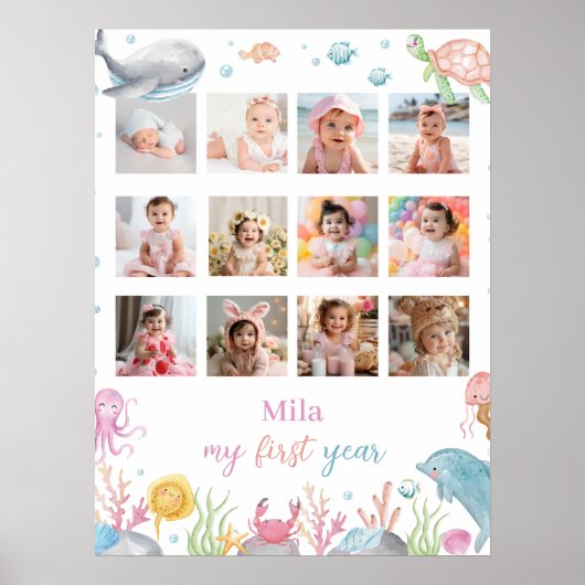 Oneder The Sea誕生日12フォトマイルストーンポスター ポスター (正面)