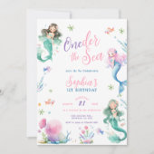 ONEder the Sea リトルマーメイド ファーストバースデー 招待状 (正面)