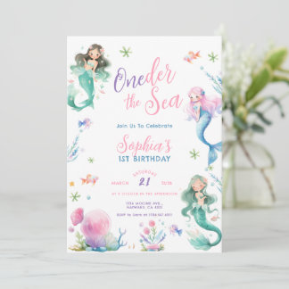 ONEder the Sea リトルマーメイド ファーストバースデー 招待状