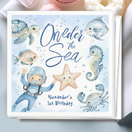 ONEder The Sea | 男の子1歳の誕生日 おしゃれな海のデザイン スタンダードカクテルナプキン