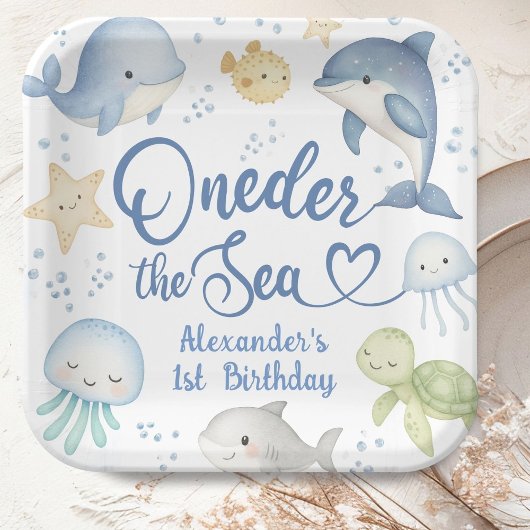 ONEder The Sea 男の子 1歳 誕生日 おしゃれ 海 ペーパープレート