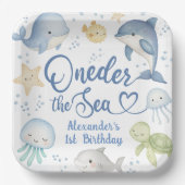 ONEder The Sea 男の子 1歳 誕生日 おしゃれ 海 ペーパープレート (正面)