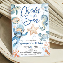 ONEder The Sea! 1歳の誕生日おめでとう 男の子 かわいい 海のテーマ