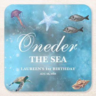 Oneder The Sea 1歳の誕生日 スクエアペーパーコースター
