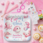 ONEder The Sea 1st誕生日ガールズピンクかわいい海 ペーパープレート (パーティー)