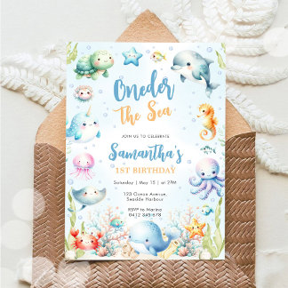 Oneder The Sea 1st Birthday Invitation 招待状