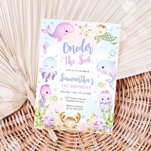 Oneder The Sea 1st Birthday Invitation 招待状