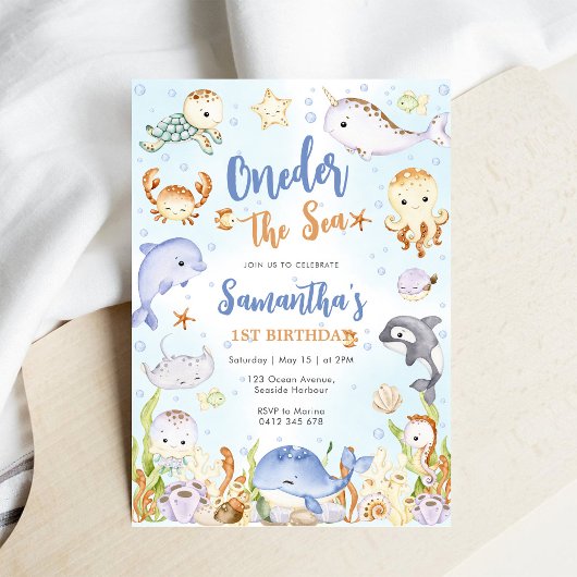 Oneder The Sea 1st Birthday Invitation 招待状