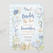 Oneder The Sea 1st Birthday Invitation 招待状 (正面/裏面)