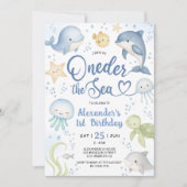 Oneder The Sea 1st Birthday Party 招待状 (正面)