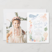 Oneder the Sea 1st Birthday Photo 招待状 (正面)