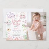 Oneder The Sea 1st Birthday Photo 招待状 (正面)