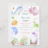 Oneder The Sea 1st Birthday Under The Sea 招待状 (正面)