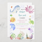 Oneder The Sea 1st Birthday Under The Sea 招待状 (正面/裏面)