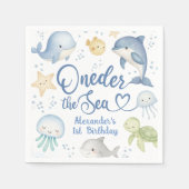 ONEder The Sea Boy 1st birthday Cute Ocean  スタンダードカクテルナプキン (正面)